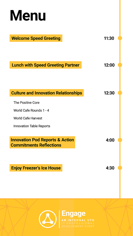 Engage Menu Agenda List