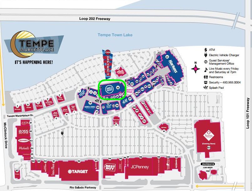 Tempe Marketplace Map Tempe Marketplace Map